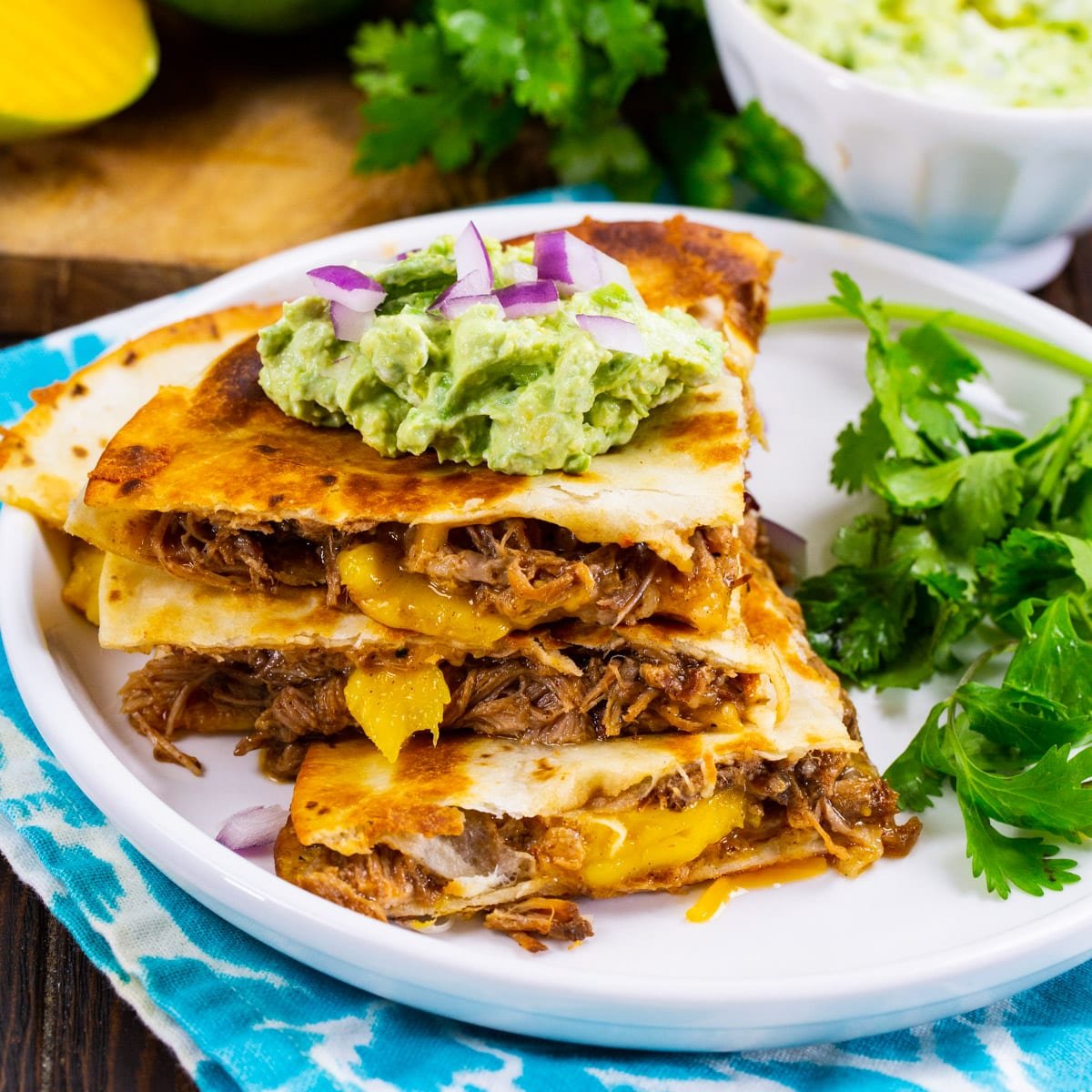 BBQ Pork and Mango Quesadillas