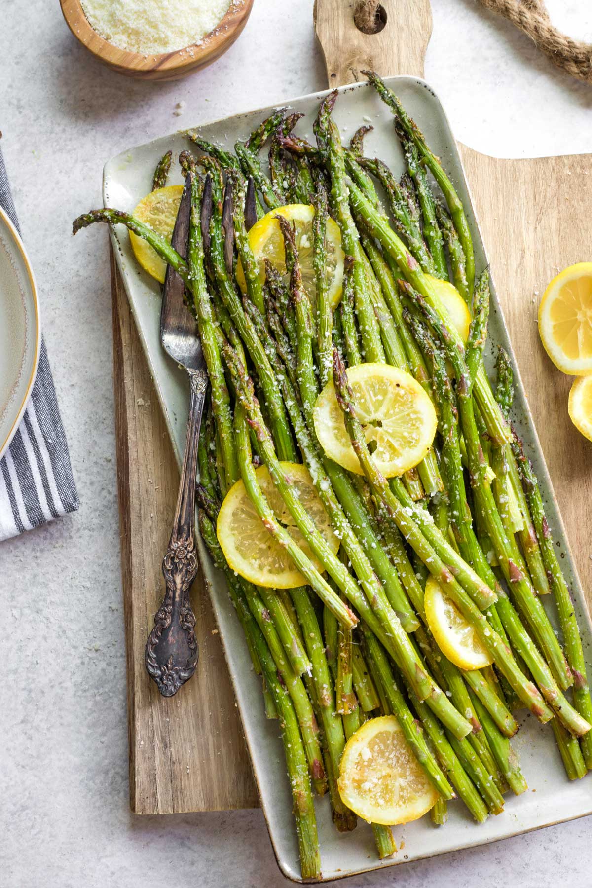 Grilled Asparagus with Parmesan, Lemon and Garlic