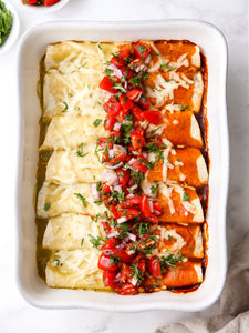 Red and Green Chicken Enchiladas