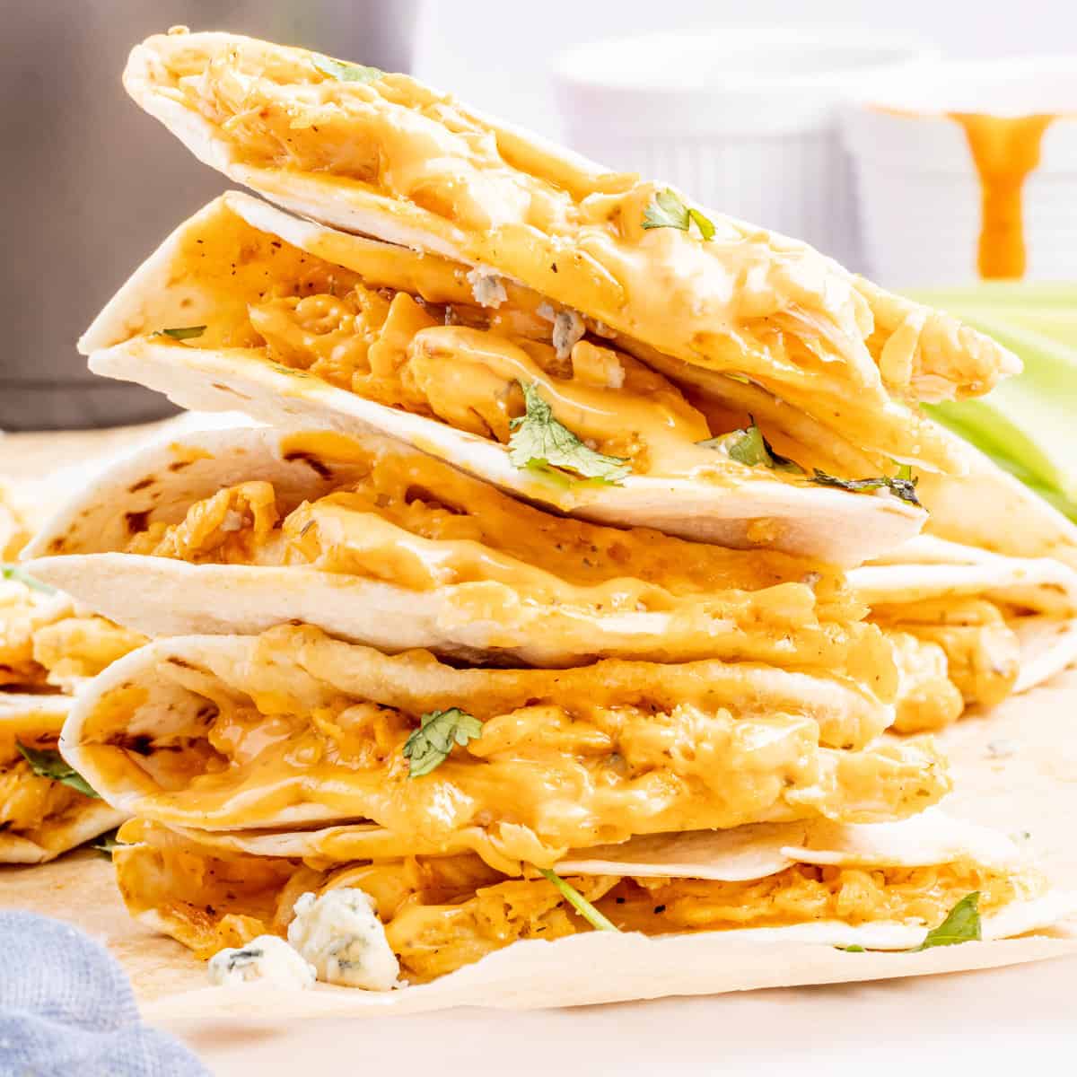 Air Fryer Buffalo Chicken Quesadillas