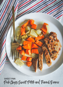 Sheet Pan Pork Chops Sweet Potato and Fennel Dinner