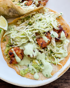 Paleo Shrimp Tacos with Chile Lime Crema