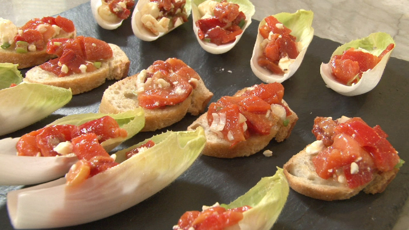 Recipe: Roasted bell pepper and feta cheese power this appetizer