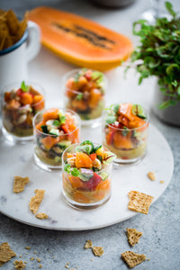 Papaya Barramundi Ceviche Cups