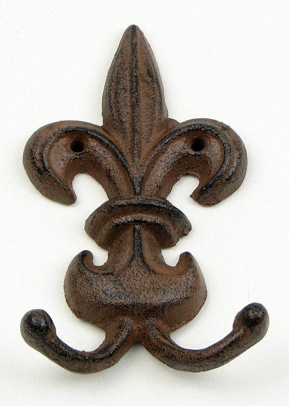 Cast Iron Fleur De Lis Wall Hook Set of 2