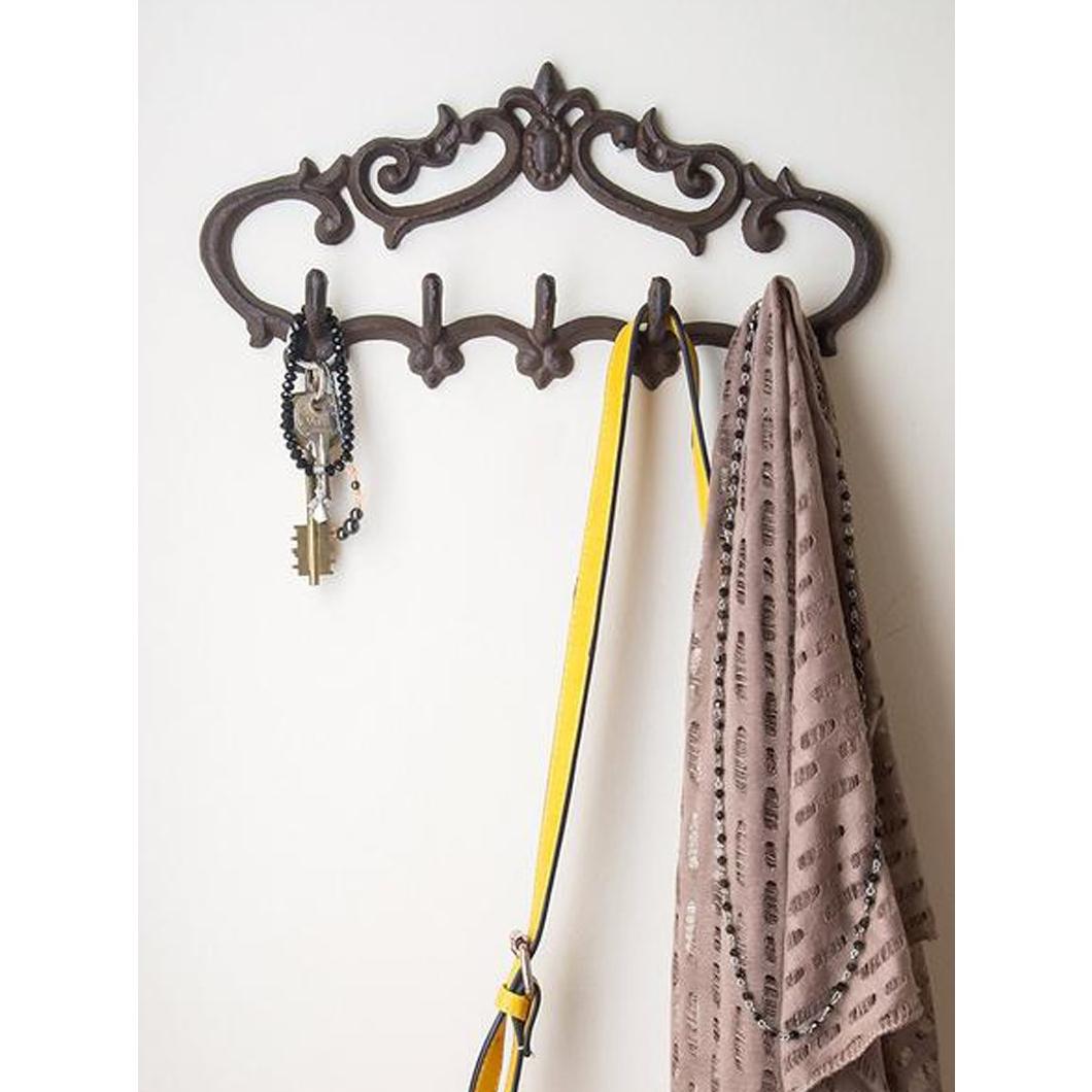 Cast Iron Wall Hanger - Vintage design with 5 hooks