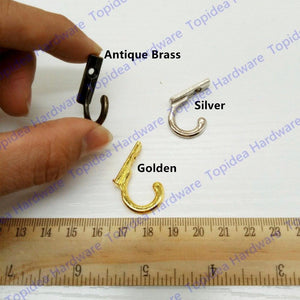 10pcs 21mm Bronze Metal door wall hooks hanger Small Antique Hooks Wall Hanger Curved Buckle Horn Lock Clasp Hook For Wooden