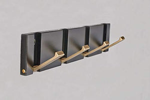 SH Hardware Space Aluminum Material Flip 4-Hook Wall Mounted Black & Gold Floating Coat Rack-Modern,Steady,Sleek,Space-Saving Coat Hanger with 4 Retractable Hooks to Hang Coats,Scarfs,Purses and More
