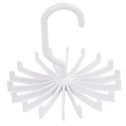 HENGSONG 2Pack 360 Degree Rotating Tie Rack Belt Scarf Hanger Holder Organizer Storage (White)