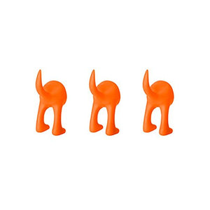 Ikea Set of 3 Dog Tail Hooks Hat Coat Key Wall Mounted Hanger (Orange)
