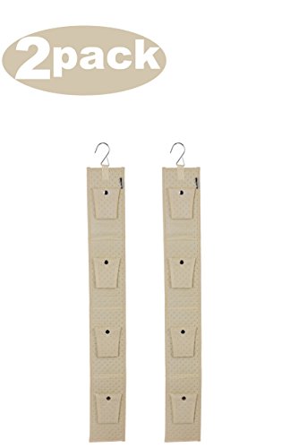 Ybmhome Fabric Hanging Double Sided Hang up Closet Organizer Storage for Purses, Satchels, Backpacks Scarves, Pashminas, Slings Handbag, Caps, Hats 6 Loops, Straps and Swivel Hanger 2169-2 (2, Beige)