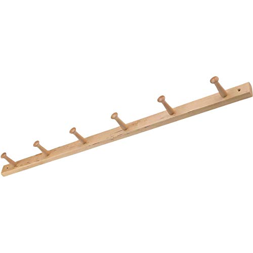 iDesign Wood Wall Mount 6-Peg Coat Rack for Coats, Leashes, Hats, Robes, Towels, Jackets, Purses, Bedroom, Closet, Entryway, Mudroom, Kitchen, Office, 32.3" x 2.8" x 1.5", Natural Wood