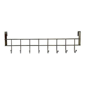 Featured 8 double hook over the door hanger by kurtzy stainless steel organizer rack for coat towel bag hat or robe polished silver chrome finish no mounting or fixings required