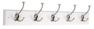 Amazon best liberty 129848 hook rail coat rack with 5 flared tri hooks 27 inch white and satin nickel flat white and satin nickel