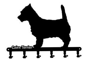 Key Holder -" Cairn Terrier" - Dog - Beautiful Key Hook for Wall - Key Rack Dog - 6 Hooks - Metal - Black
