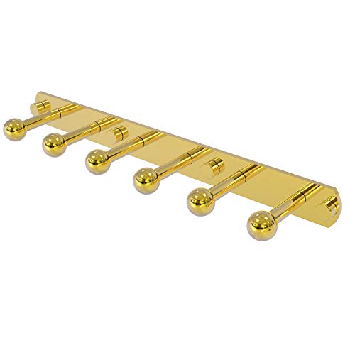 Allied Brass P1000-20-6 Prestige Skyline Collection 6 Position Tie and Belt Rack Decorative Hook, Polished Brass