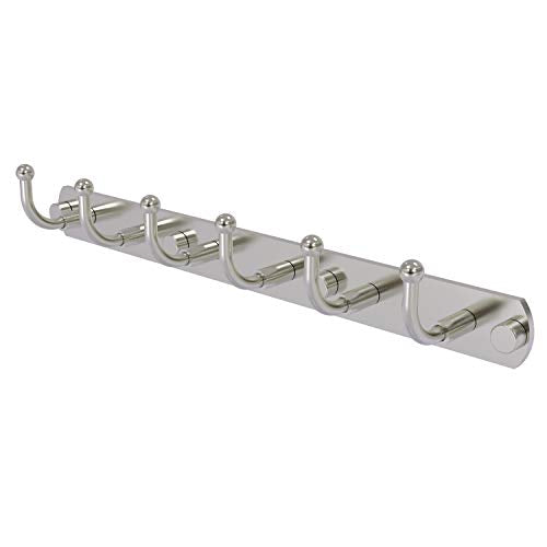 Allied Brass 1020-6 Skyline Collection 6 Position Tie and Belt Rack Decorative Hook, Satin Nickel