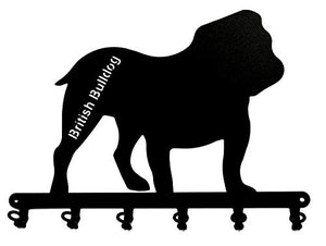 Key Holder/Hook -" British Bulldog"- Beautiful Key Hook for Wall - 6 Hooks - Metal - Black