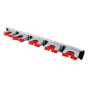 Cinlv Mop and Broom Holder Multipurpose Wall Mounted Organizer Storage Hooks Ideal Broom Hanger for Kitchen Garden and Garage 5 Position 4 Hooks