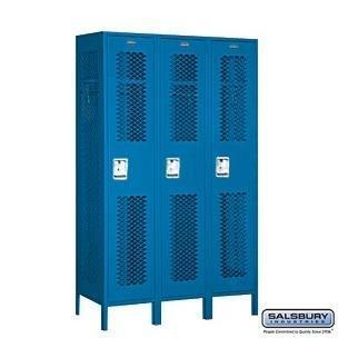 Salsbury Industries Assembled 1-Tier Extra Wide Vented Metal Locker with Three Wide Storage Units, 6-Feet High by 15-Inch Deep, Blue