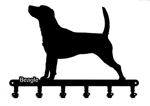 Key Holder -" Beagle" - Dog - Beautiful Key Hook for Wall - 6 Hooks - Metal - Black