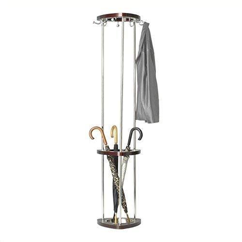 Budget safco products 4214mh mode wood costumer coat rack tree with umbrella rack mahogany silver