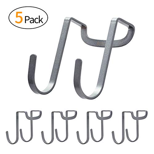 FLE Over Cabinet Hook, SUS304 Stainless Steel Multiple Use S Shaped Hanging Over The Cabinet Door Hooks Use for Kitchen, Cabinet, Drawer, Wardrobe, Office(5-Pack)