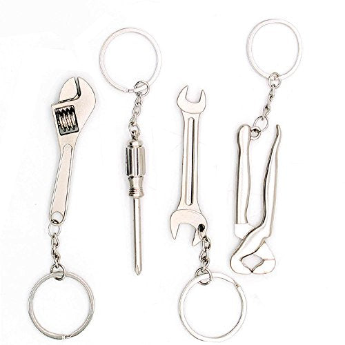 4pcs Mini Wrench Tool Keychain Metal Spanner Keyring Pendant Key Holder Organizer Keyfob Gift for Men Women