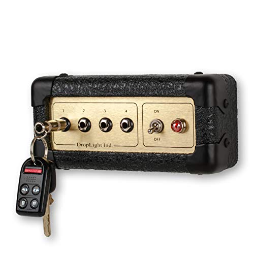Guitar Amp Wall Key Holder with 4 Keychains. Amp Inspired. American Made by DropLight Ind. (Goldtone)