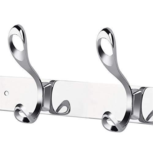 New arplis wall mounted hooks stainless steel rack wall hanger with 6 double hooks design coat towel rail hook for foyer hallways and bedrooms