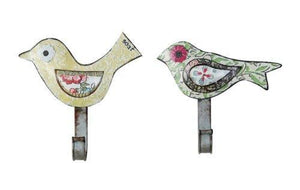 Creative Co-Op Tin Bird Cottage Wall Hooks, Set of Two