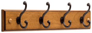Liberty Hardware 128738 1 Wooden Rail/Coat Rack with 4 Scroll Hooks, 18", Honey Maple & Statuary Bronze
