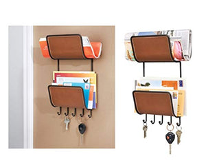 InterDesign Laredo Magazine, Mail/Letter Holder, Key Rack Organizer for Entryway, Kitchen - Wall Mount, Brown/Bronze