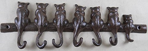 Iron Cat Key Rack with 7 Hooks
