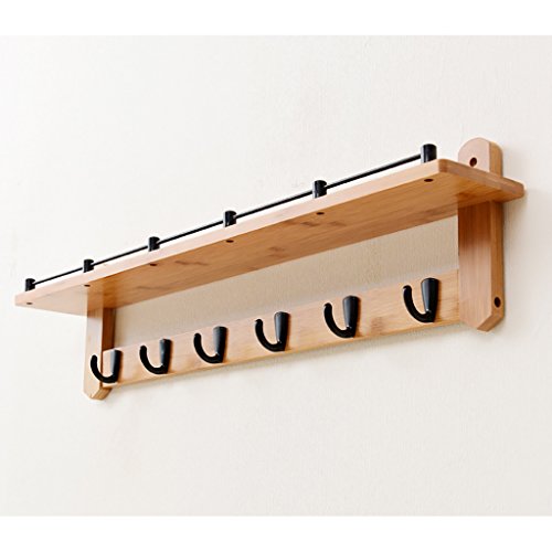 LXLA- Shelf Hangers Coat Rack Hook Up Wall-mounted Wood Bamboo (Available 4,5,6 Hooks, 56/66/76 20 cm) (Color : Black hook, Size : 6 hooks)