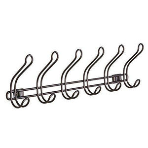 Exclusive interdesign classico wall mount over door storage rack organizer hooks for coats hats robes clothes or towels 6 dual hooks bronze
