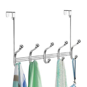 Shop arkbuzz over door storage rack organizer hooks for coats hats robes clothes or towels 5 dual hooks chrome