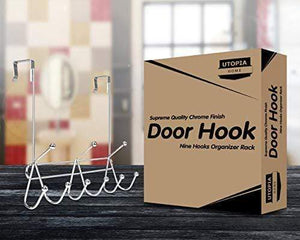 Save utopia home over the door hook rack organizer 9 hooks ideal for coats hats robes and towels chrome finishing