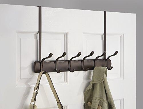 Storage mdesign modern over door 12 hook steel storage organizer rack for coats hoodies hats scarves purses leashes bath towels robes for mens and womens clothing bronze