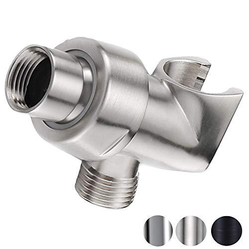 100% Metal Shower Head Holder For Hand Held Showerheads | Adjustable Shower Arm Mount With Universal Wall Hook Bracket And Brass Pivot Ball, Brushed Nickel