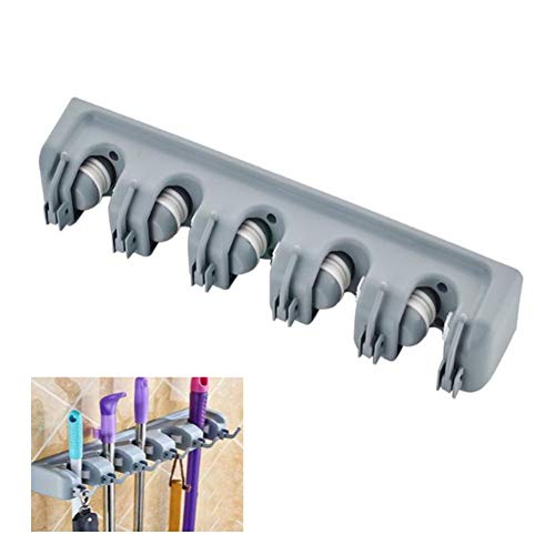 RANRANHONME Mop Broom Holder, Wall Mounted Organizer Storage Hooks Broom Hanger for (5 Position)