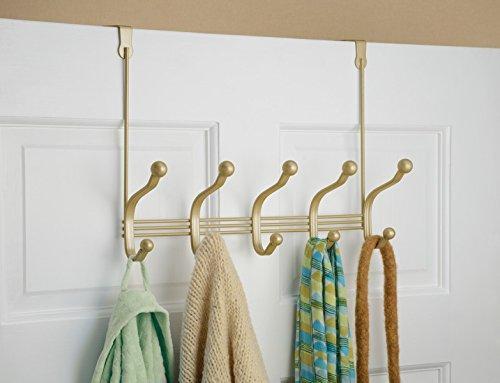 Online shopping mdesign over door 10 hook steel storage organizer rack for coats hoodies hats scarves purses leashes bath towels robes gold brass