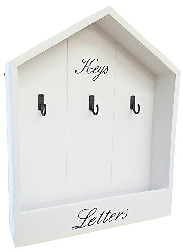 Key Rack and Letter Holder | Elegant House-Shaped Design, Perfect for Home Decor (White)