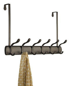 Shop here mdesign modern over door 12 hook steel storage organizer rack for coats hoodies hats scarves purses leashes bath towels robes for mens and womens clothing bronze