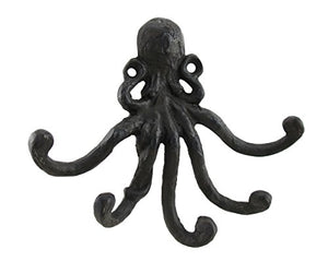 Zeckos Cast Iron Octopus Decorative Wall Mounted Key Rack Wall Hook