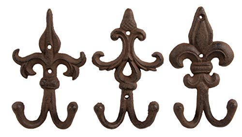 Juvale Shabby Chic Ornate Iron Hook - Classic Wall Mounted Hook for Coat, Hat, Scarf - Set of 3