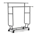 Amazon best cu alightup double rail rolling garment rack with adjustable extensible rails heavy duty collapsible clothing hanging coat rack commercial grade clothes drying rack dress shirt storage stand black