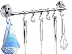 iRomic Suction Cup Hook Hanger Holder Rack Rail Towel Bar Organizer?2PCS for Bathroom Shower Wreath, Loofah,Robe,Towel,Coat,Cloth,Kitchen Utensils,Wall Mounted on Glass Door,Window,Tile Wall