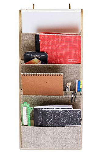 Elegant Wonders 4 Pocket Fabric Wall Organizer - Home Mail Organizer, Office Hanging File Organizer, Over The Door Storage by EW. [Beige]