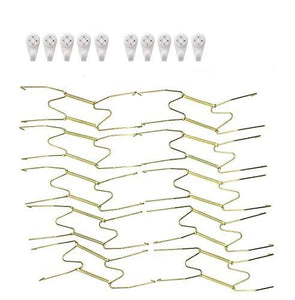 10 Pack Practical Wall Plate Hangers Golden with Stainless Steel, Decorative Dish Holder and 10 Pack Wall Hooks (10 Inch)